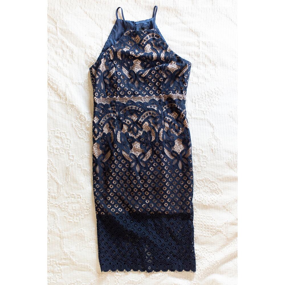 Bardot Navy Lace Midi Dress - Picture 3 of 9